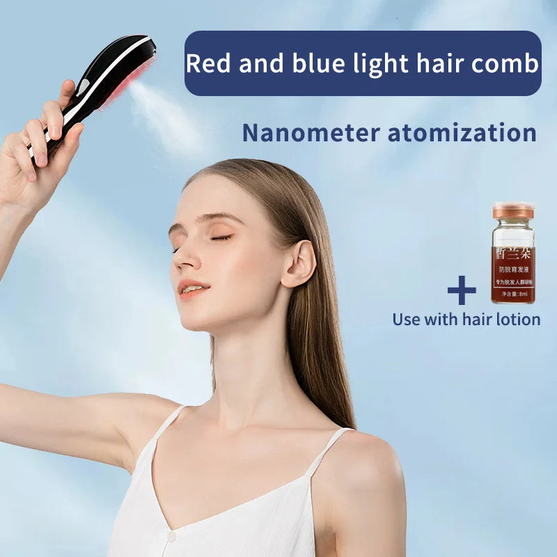 Electric Scalp Massage Comb with LED and Vibration – Helps Prevent Hair Loss, Stimulates Hair Growth and Evenly Atomises Hair Tonics