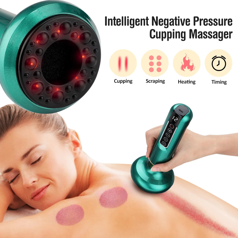Smart Electric Cupping Massager – Heated Vacuum Therapy Device with Gua Sha Massage & Adjustable Suction