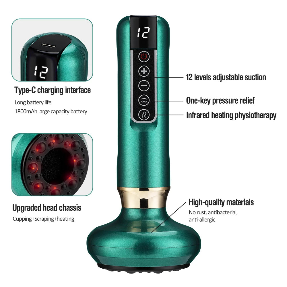 Smart Electric Cupping Massager – Heated Vacuum Therapy Device with Gua Sha Massage & Adjustable Suction